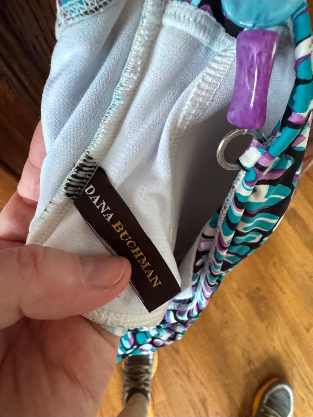 Dana Buchman Turquoise, Black & Purple Patterned One-Piece Tankini size 14 - Picture 2 of 9